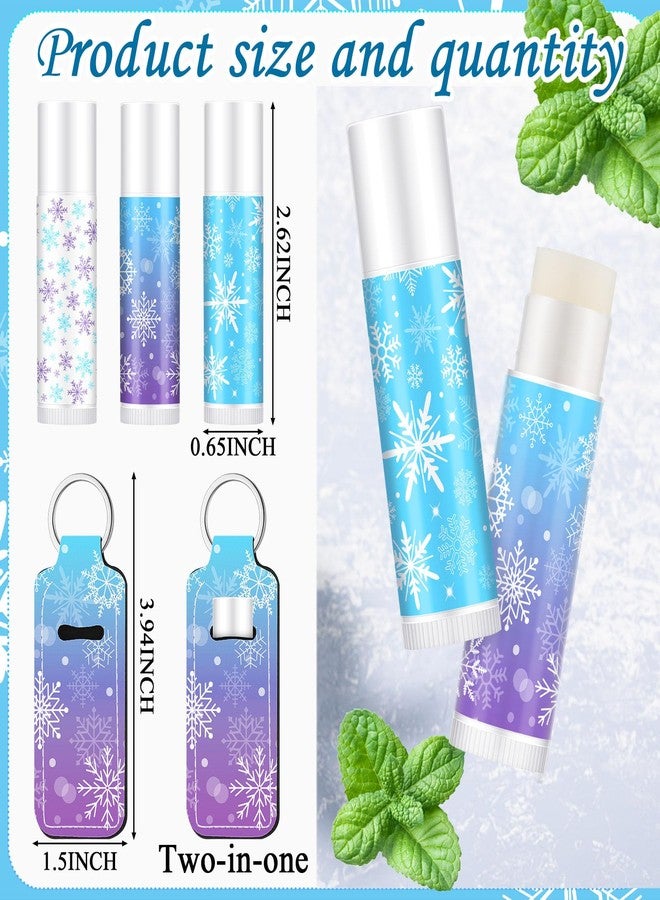 Swiffen 36 Pcs Winter Snowflake Party Favors Snowflake Lip Balm and Lipstick Holder Keychain Bulk Christmas Snow Flake Gifts for Coworkers Employee Women Guest Bridal Shower Party Supplies - Image 2
